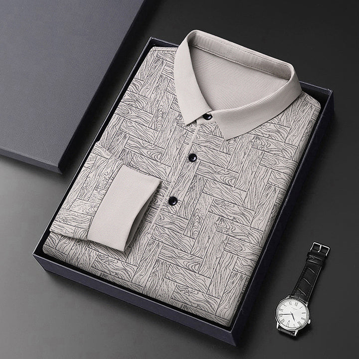 Herren modisches Polohemd mit raffiniertem Strukturdesign und eleganter Knopfleiste Echoarchiv