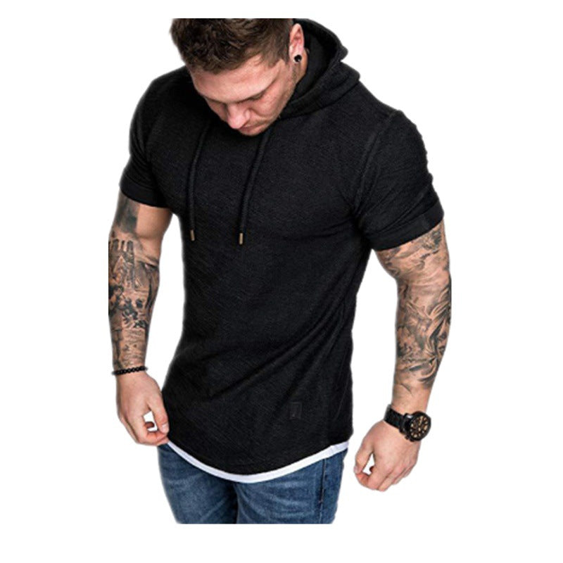 Herren kurzärmliges Hooded T-Shirt mit italienischem Design Echoarchiv