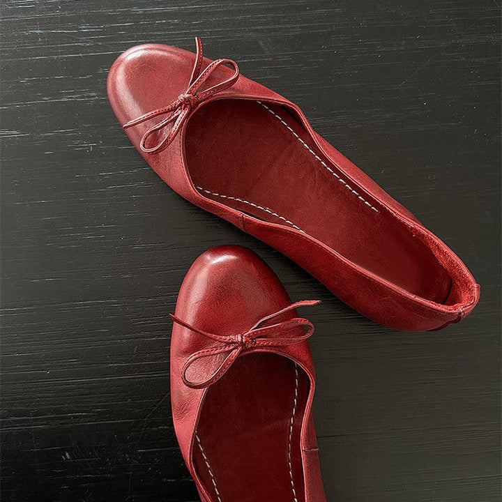 Damen Ballerina Schuhe aus weichem Leder mit elegantem Schleifendetail Echoarchiv