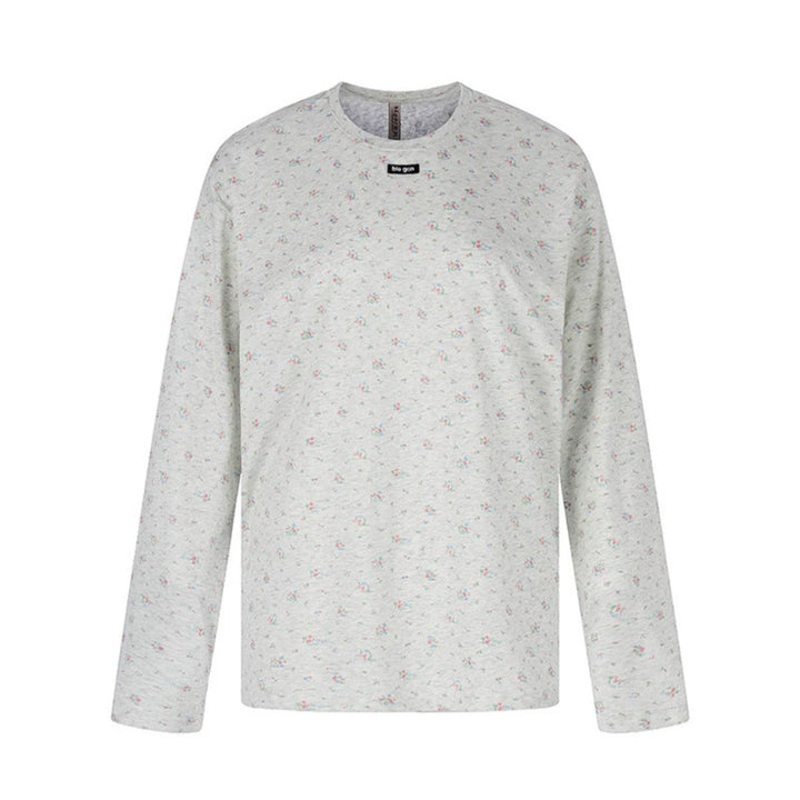 Damen Langarmshirt mit zartem Blumenprint und Rundhalsausschnitt Echoarchiv