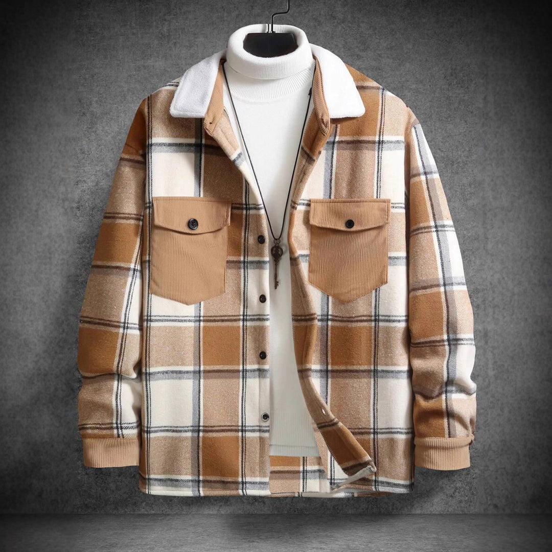 Herren Karo-Flanelljacke mit zwei Brusttaschen und weichem Kragen Echoarchiv