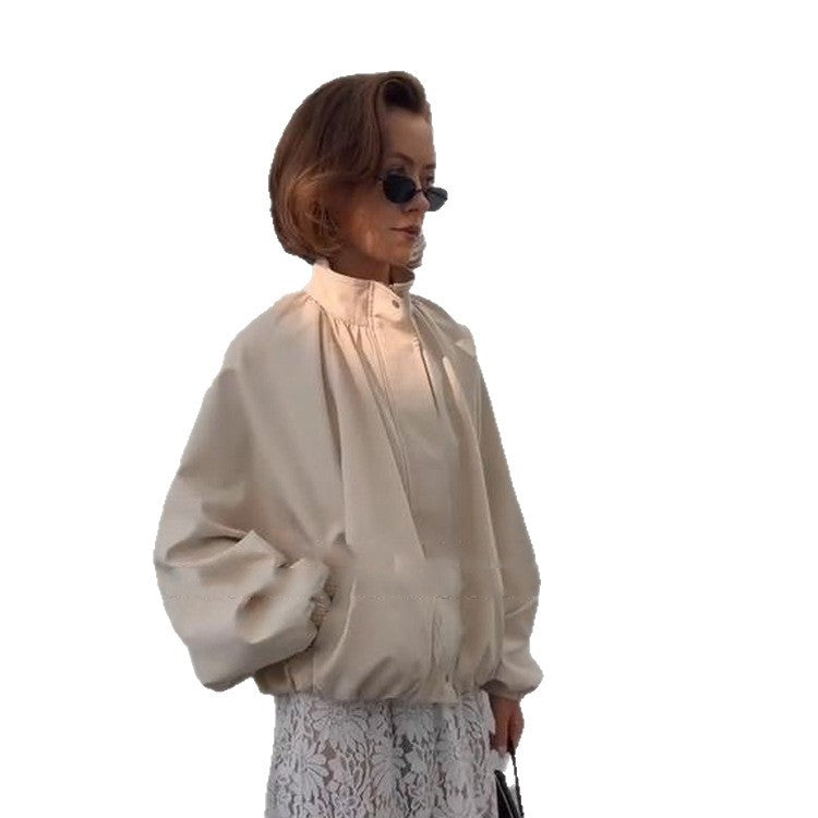 Damen Oversize Blousonjacke mit Stehkragen und Volumenärmeln Echoarchiv