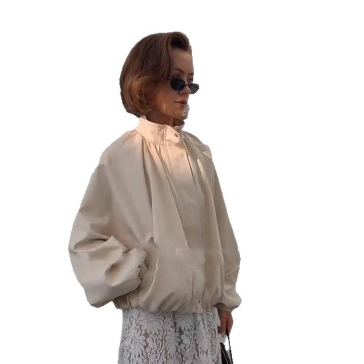 Damen Oversize Blousonjacke mit Stehkragen und Volumenärmeln Echoarchiv
