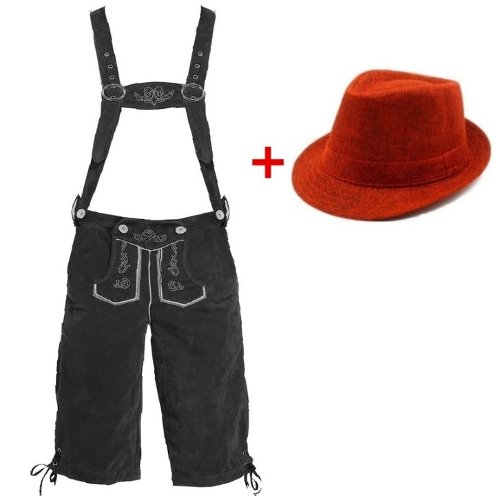 Herren nan kurze Trachtenlederhose mit verstellbaren Trägern und traditionellen Stickereien Echo Archiv