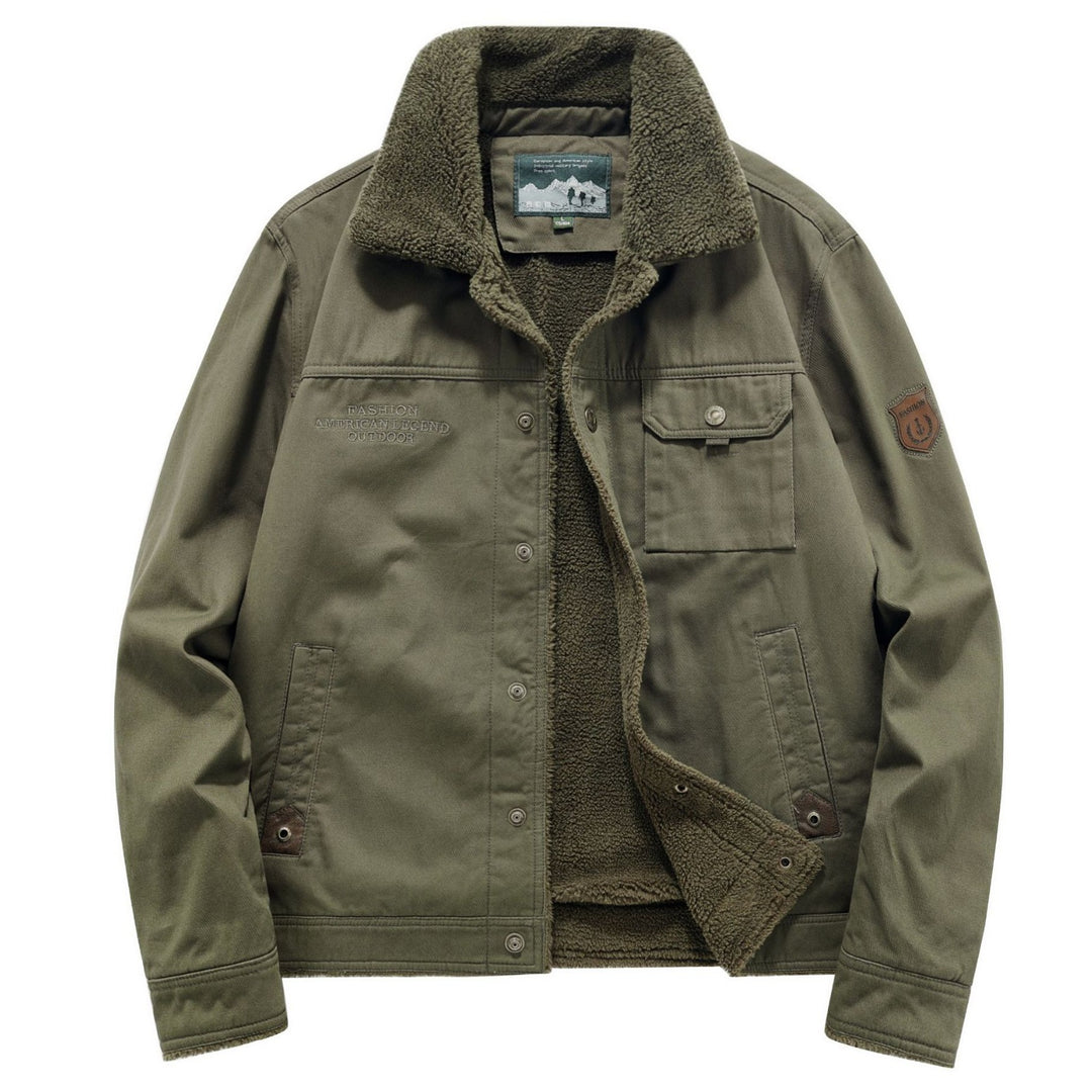 Herren Sherpa-gefütterte Canvas-Fieldjacke mit Hemdkragen und Utility-Taschen Echo Archiv