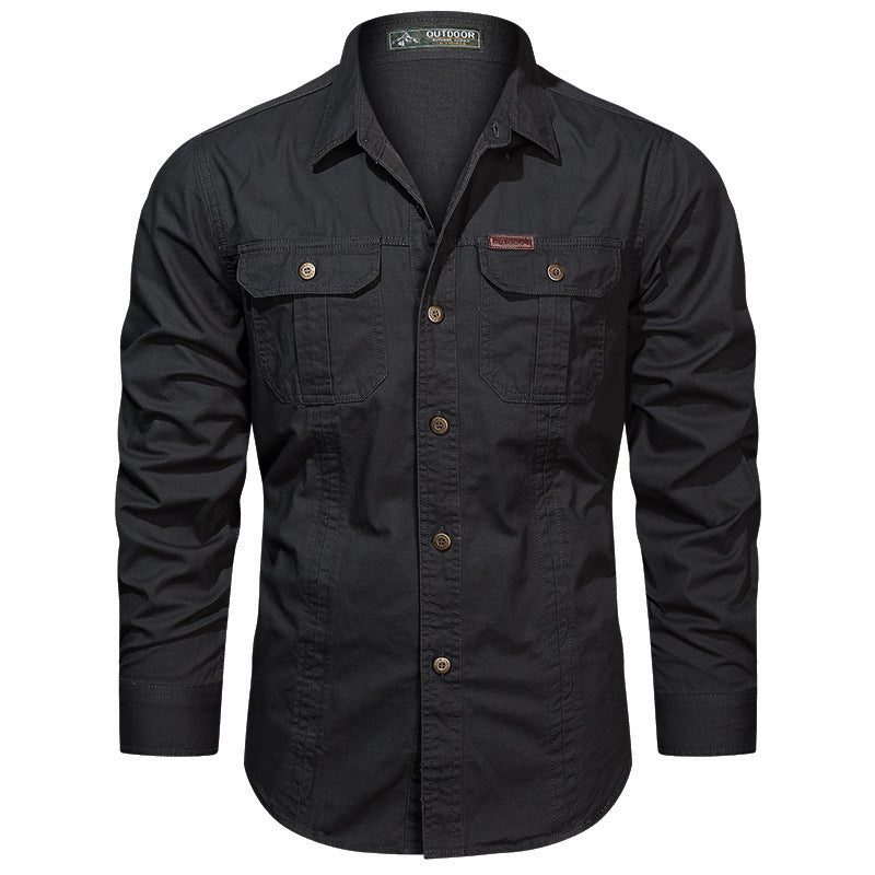 Herren nan Hemdjacke aus robustem Baumwoll-Twill mit verstärkten Brusttaschen Echo Archiv