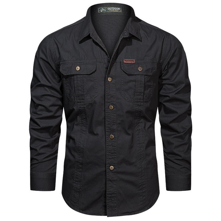 Herren nan robustes langärmeliges Outdoorhemd mit doppelten Brusttaschen und Button-Front Echo Archiv