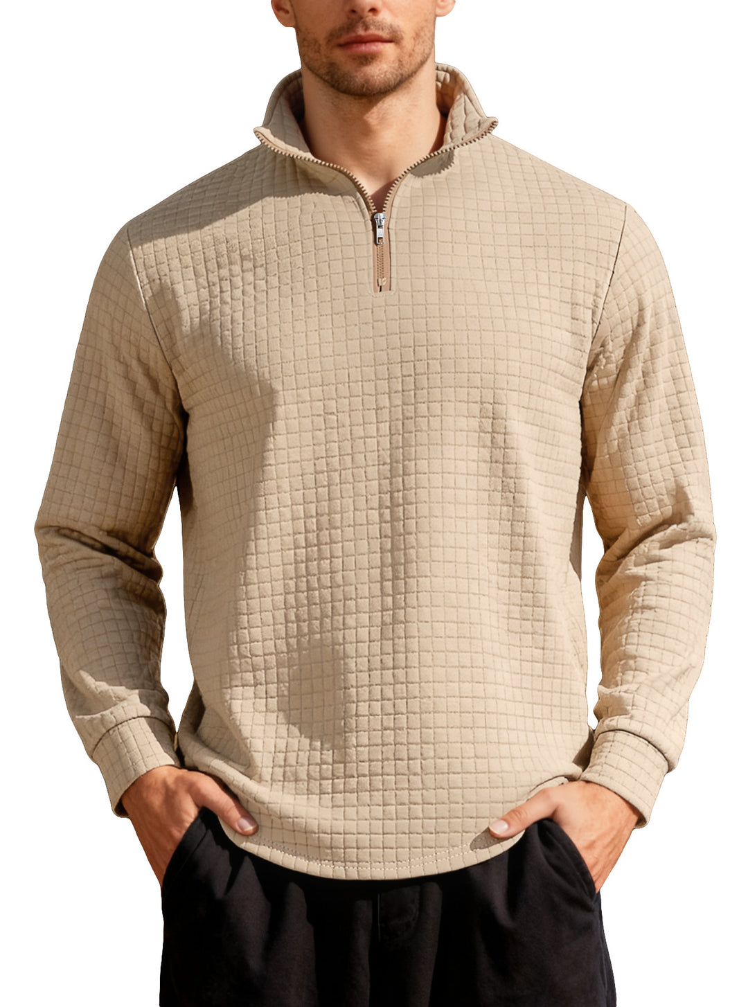 Herren Pullover mit Stehkragen und Reißverschluss Echoarchiv