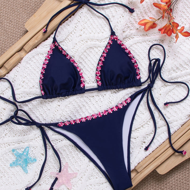 Damen Triangel-Bikini mit floralen Akzenten und verstellbaren Trägern Echo Archiv