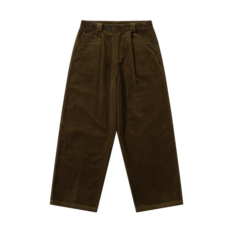 Herren Weite Cordhose mit Bundfalten, hoher Taille und geradem Bein Echoarchiv