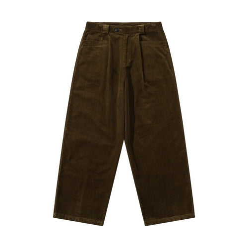 Herren Weite Cordhose mit Bundfalten, hoher Taille und geradem Bein Echoarchiv