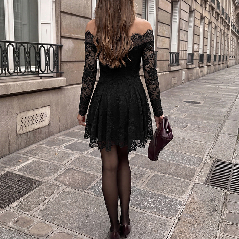 Damen Elegantes Off-Shoulder Spitzenkleid Echo Archiv