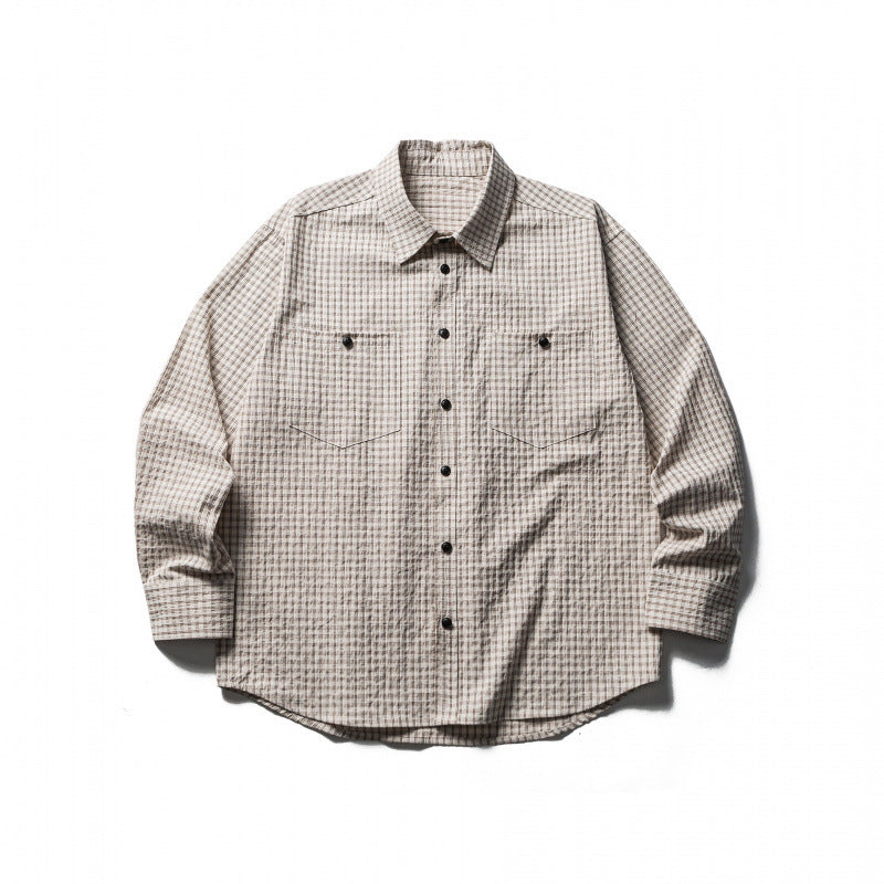 Herren Boxy-Overshirt aus leichter Baumwollmischung mit feinem Karomuster und Brustklappentaschen Echo Archiv