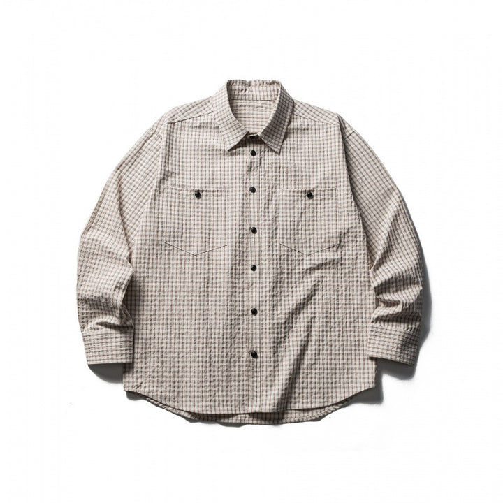 Herren Boxy-Overshirt aus leichter Baumwollmischung mit feinem Karomuster und Brustklappentaschen Echo Archiv