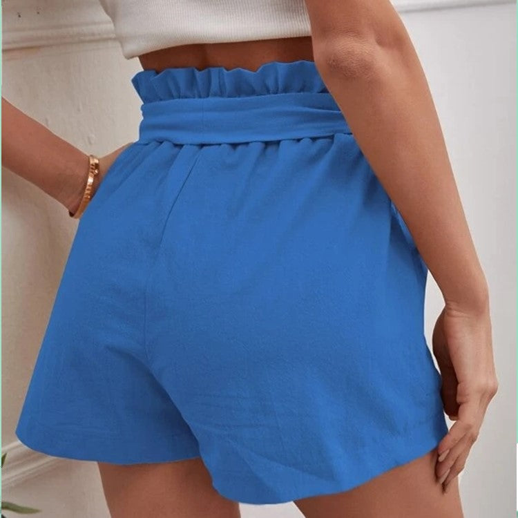 Damen elegante Shorts mit Bindegürtel und breitem Bund Echoarchiv