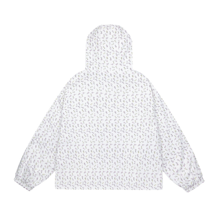 Damen leichte Kapuzenjacke mit floralem Allover‑Print und elastischen Bündchen Echoarchiv