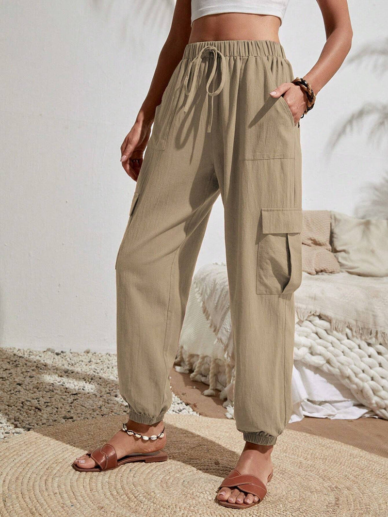 Damen Cargo-Jogginghose mit elastischem Bund, Kordelzug und aufgesetzten Taschen Echo Archiv