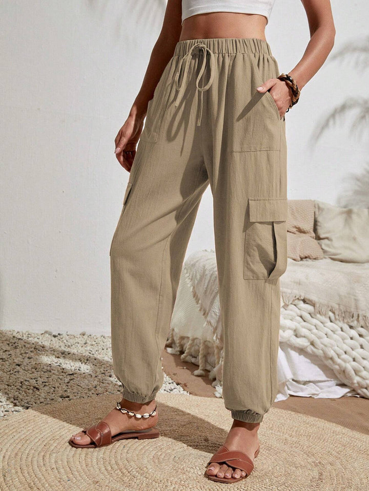 Damen Cargo-Jogginghose mit elastischem Bund, Kordelzug und aufgesetzten Taschen Echo Archiv