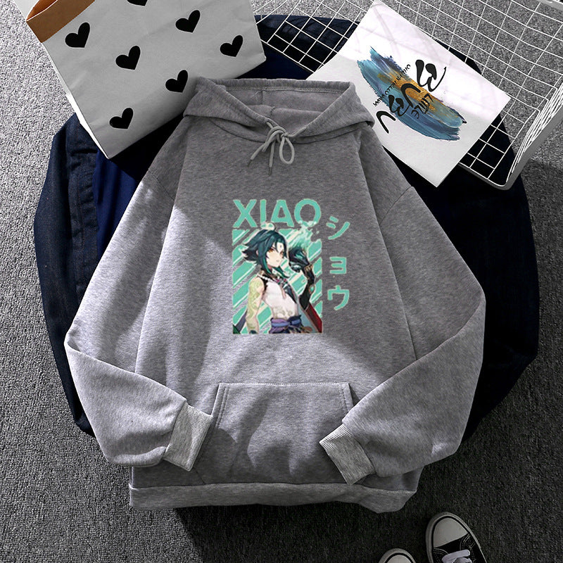 Damen weicher Oversize-Kapuzenpullover mit kawaii Pilzfrosch-Print, Kängurutasche und gerippten Bündchen – Auréline
