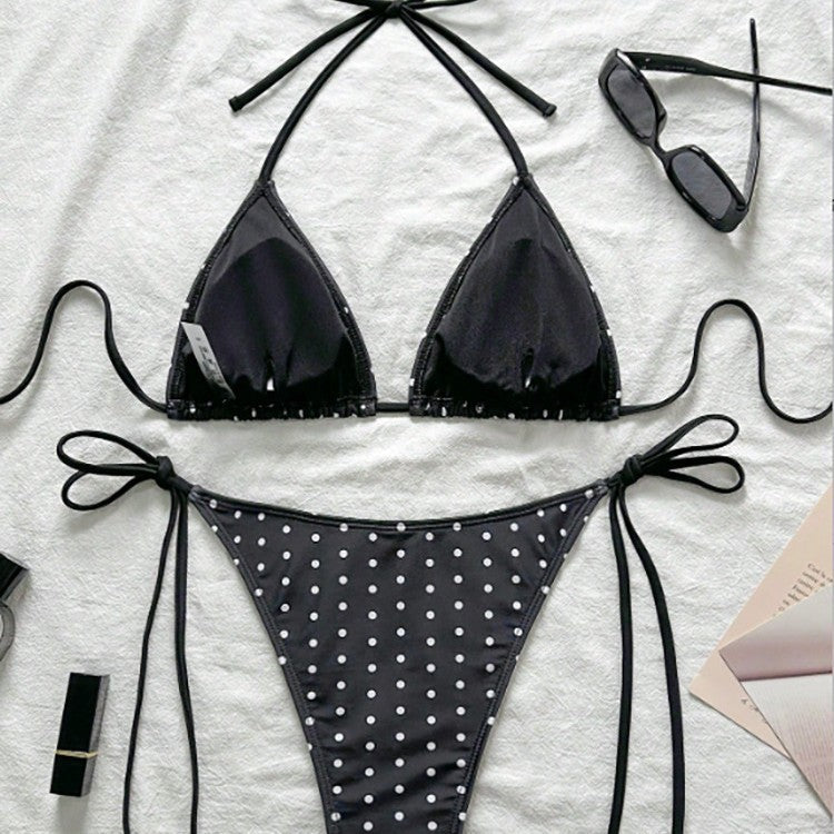 Damen Triangel-Bikini mit verspieltem Punktenmuster und verstellbarem Bund Echo Archiv