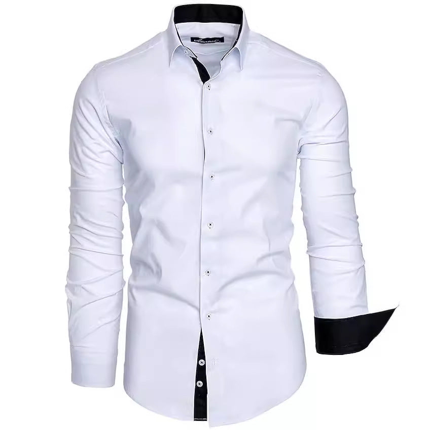Herren elegantes Langarmhemd mit kontrastierenden Akzenten Echoarchiv