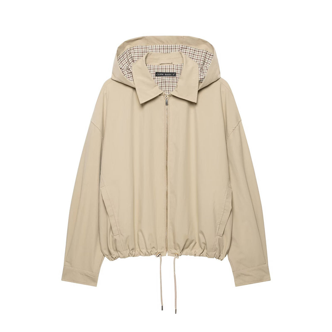 Damen Leichte Kapuzen‑Übergangsjacke im Oversize‑Cropped‑Schnitt mit Kordelzug Echoarchiv