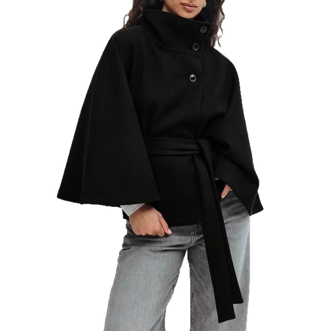 Damen Wickeljacke mit elegantem Stehkragen und weit geschnittenen Ärmeln Echoarchiv