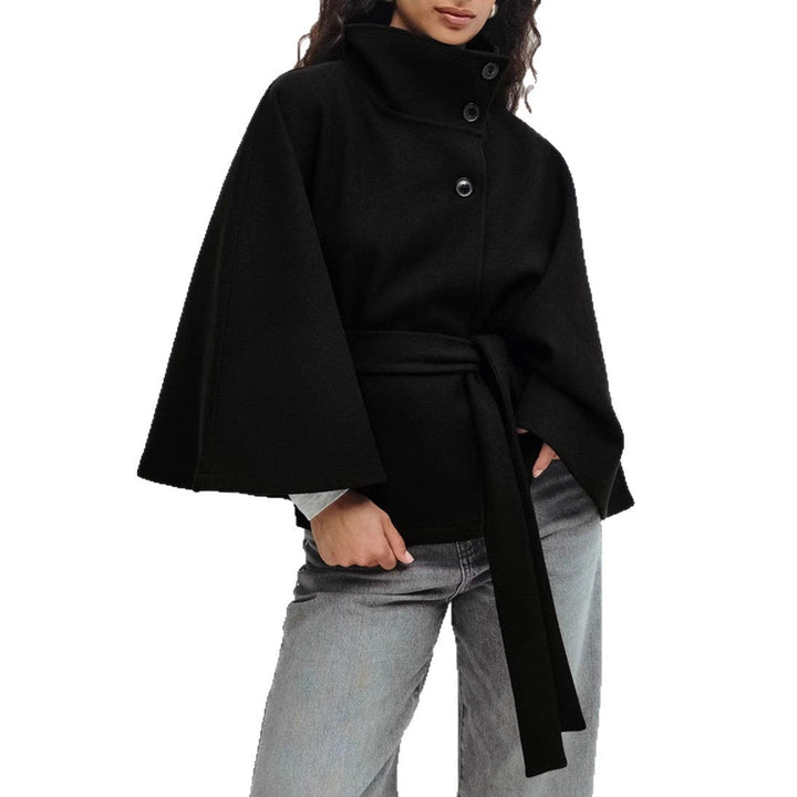 Damen Wickeljacke mit elegantem Stehkragen und weit geschnittenen Ärmeln Echoarchiv