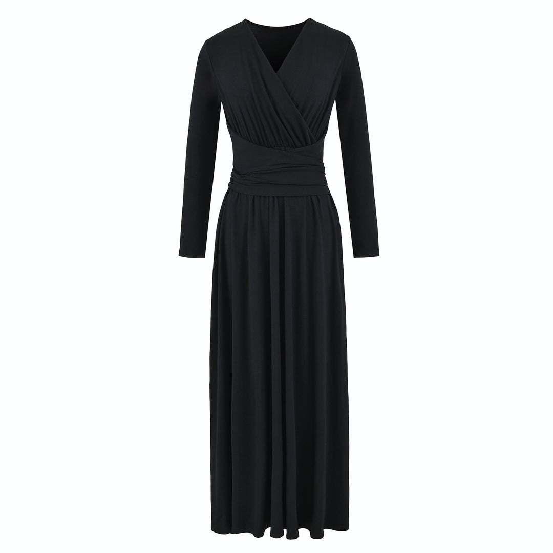 Damen Maxi-Wickelkleid mit taillierter Wickelpartie und langen Ärmeln Echoarchiv
