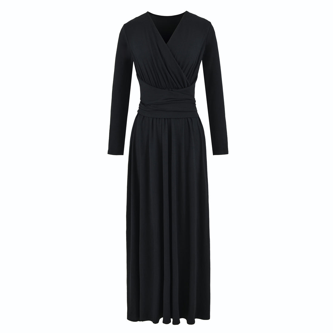 Damen Maxi-Wickelkleid mit taillierter Wickelpartie und langen Ärmeln Echoarchiv