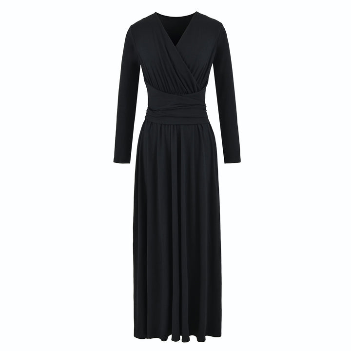 Damen Maxi-Wickelkleid mit taillierter Wickelpartie und langen Ärmeln Echoarchiv
