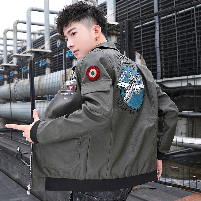 Herren Aviator‑Bomberjacke im Military‑Style mit großem Rückenpatch und Ärmeltasche Echoarchiv