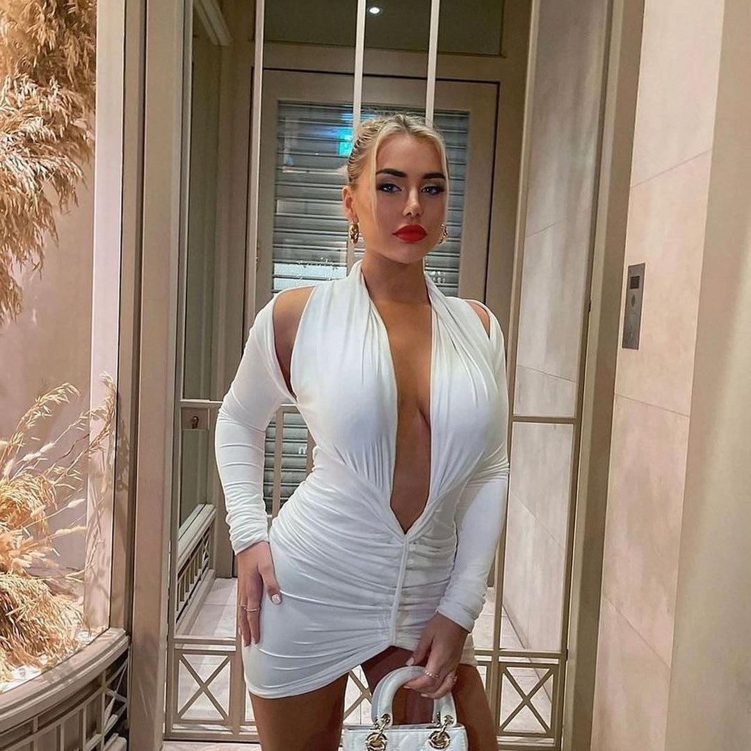 Damen Wickelkleid mit tiefem V-Ausschnitt und Raffungen Echo Archiv