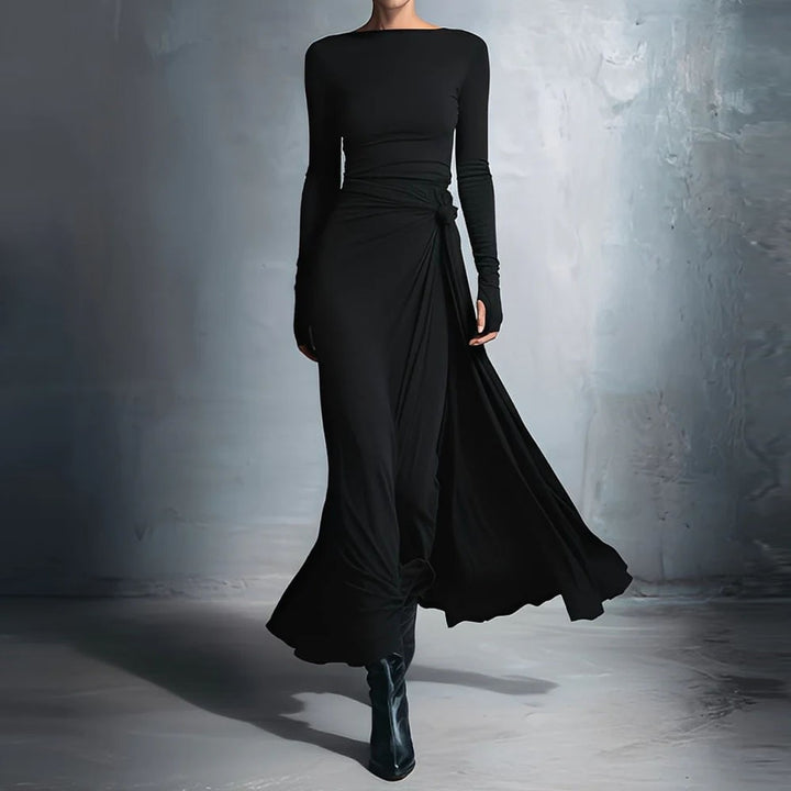 Damen elegantes Abendkleid mit langem Arm und Wickeldesign Echo Archiv
