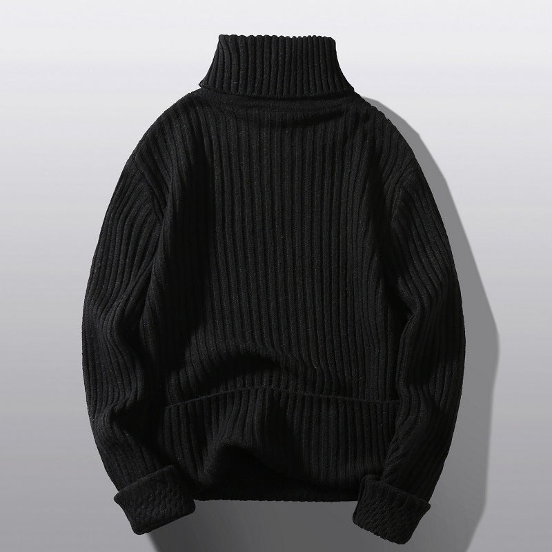 Herren Strickpullover mit hohem Kragen und strukturiertem Zopfdesign Echoarchiv
