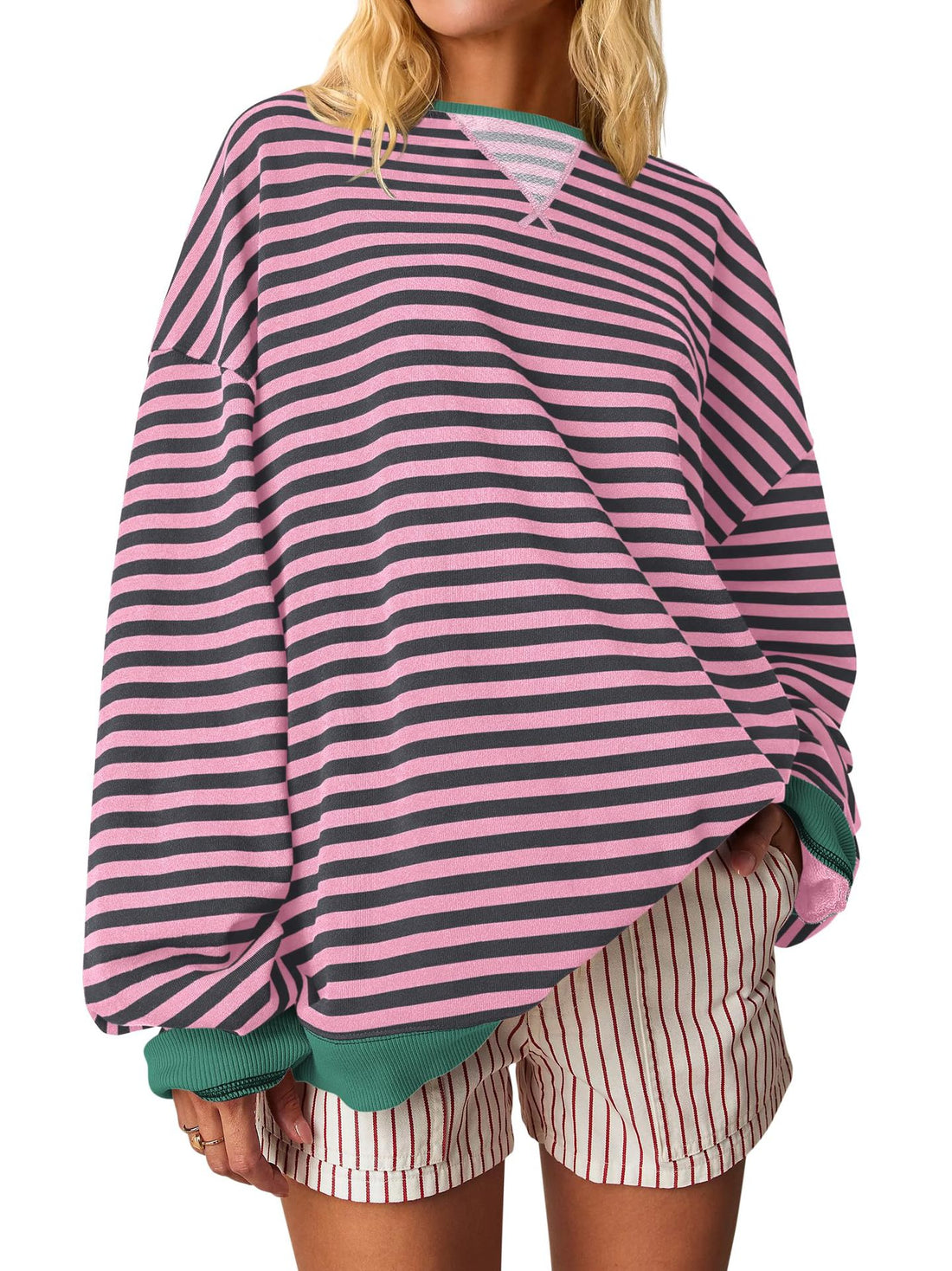 Damen Oversized gestreifter Sweatshirt – Mavelle