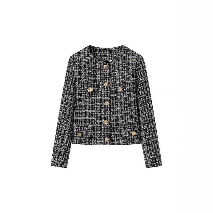 Damen Bouclé-Tweed-Jacke mit Zierknöpfen und kastiger Cropped-Silhouette Echo Archiv