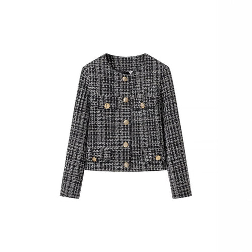 Damen Bouclé-Tweed-Jacke mit Zierknöpfen und kastiger Cropped-Silhouette Echo Archiv