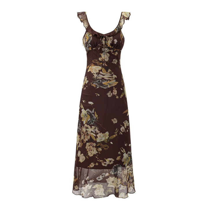Damen Maxikleid mit zarten Rüschendetails und floralem Muster Echo Archiv