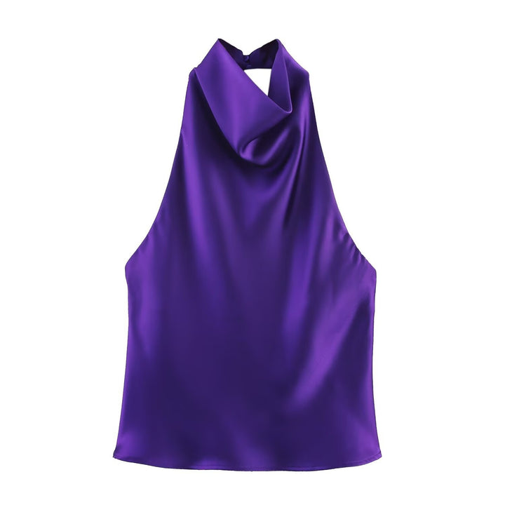 Damen elegantes Haltertop mit fließendem Schnitt und dekorativen Details Echo Archiv