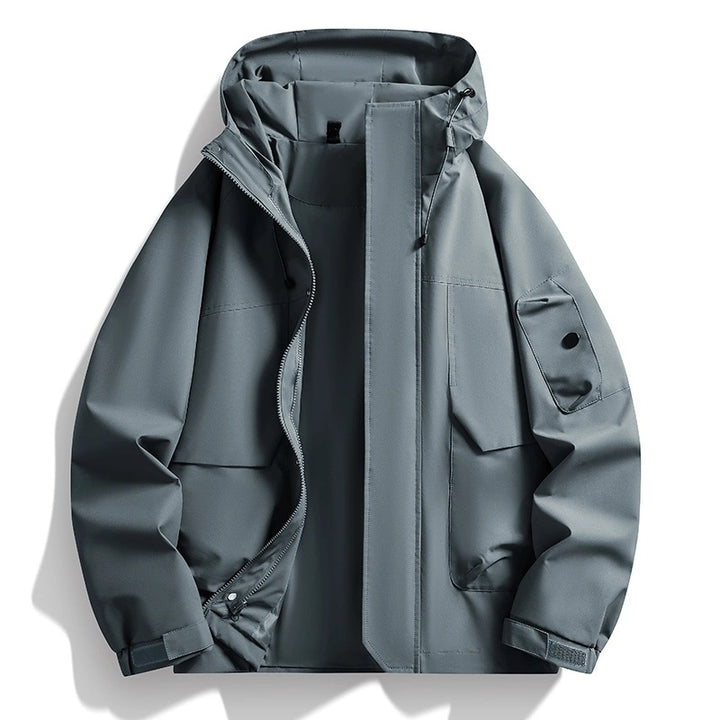 Herren Wasserdichte Kapuzenjacke im Utility-Stil mit verschweißten Nähten und verdecktem Reißverschluss Echo Archiv