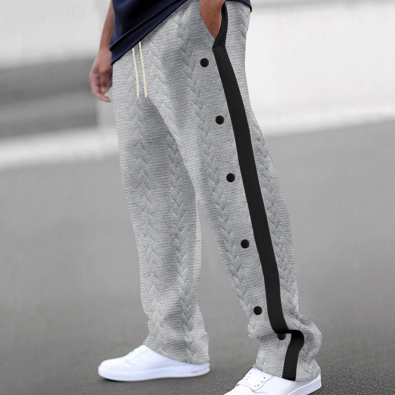 Herren Sportliche Freizeithosen mit Druckknöpfen und strukturiertem Design Echoarchiv