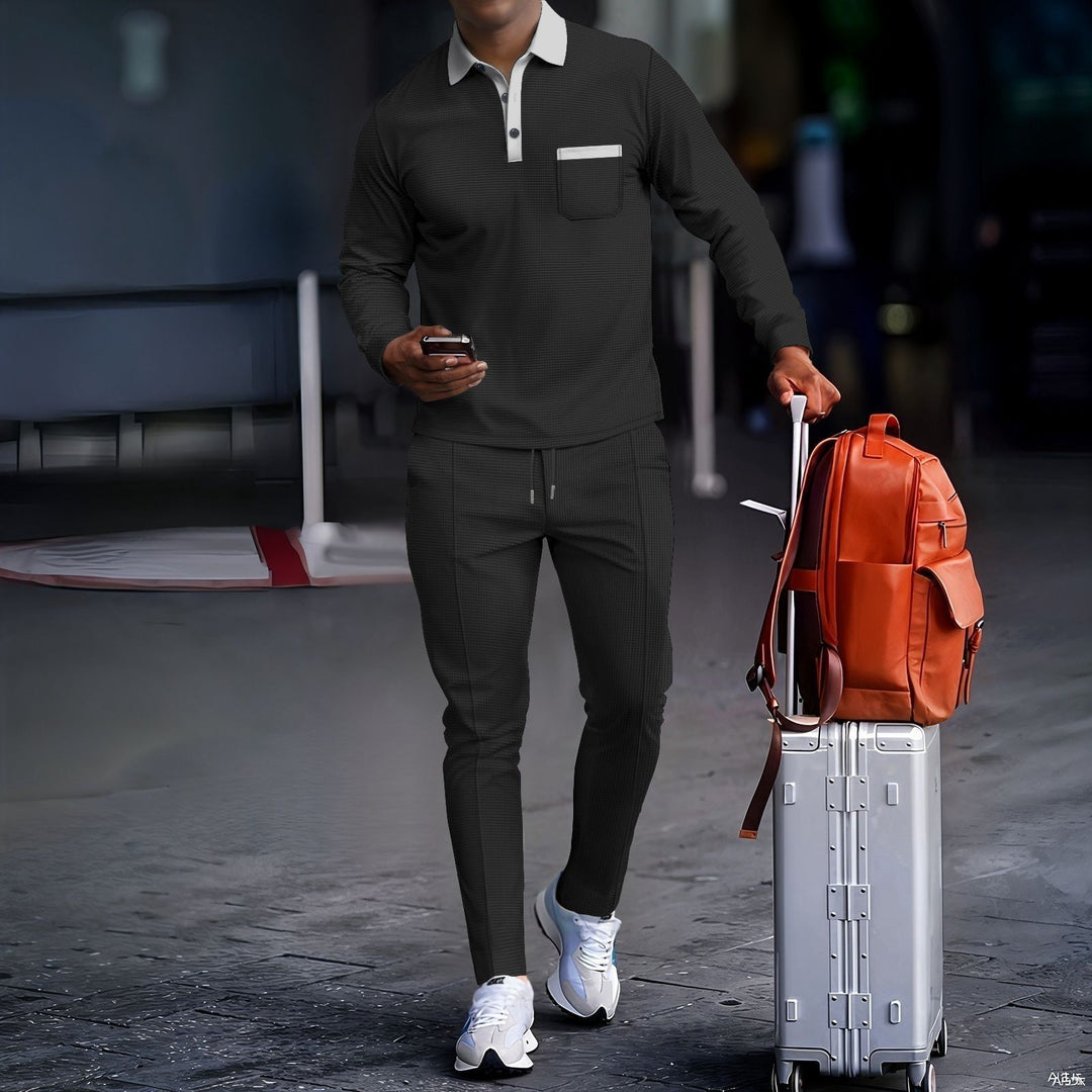 Herren sportliches Freizeit-Set mit komfortablem Kragen und praktischen Taschen Echoarchiv