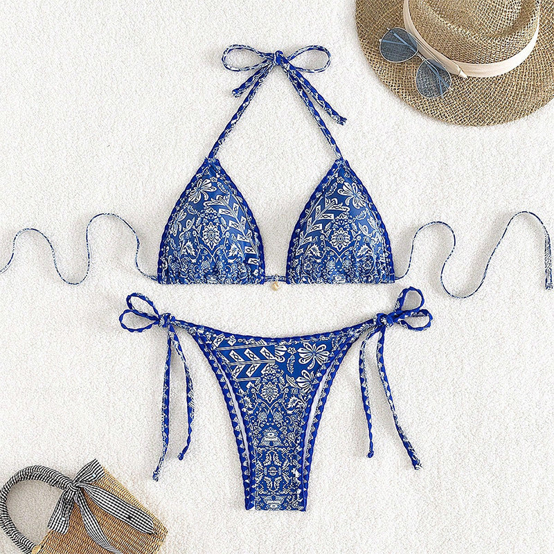 Damen Triangel-Bikini mit floralem Muster Echo Archiv