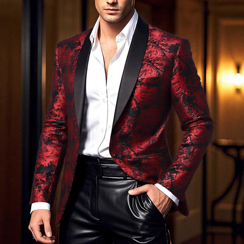 Herren Eleganter Jacquard-Blazer mit hochwertigem floralem Muster Echoarchiv