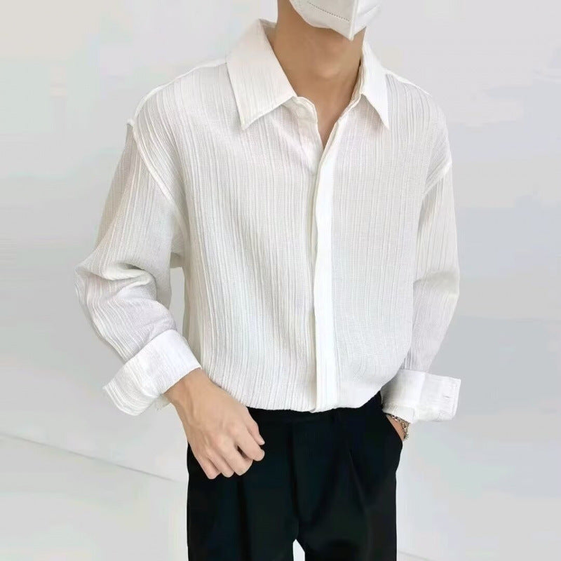 Herren lässiges Langarmhemd mit strukturiertem Design Echoarchiv