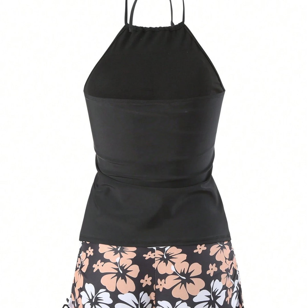 Damen Sportives Tankini-Set mit Blumendruck Echo Archiv