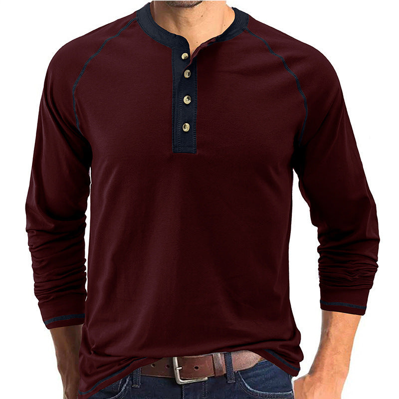 Herren Langarm Henley-Shirt mit kontrastierenden Details Echoarchiv
