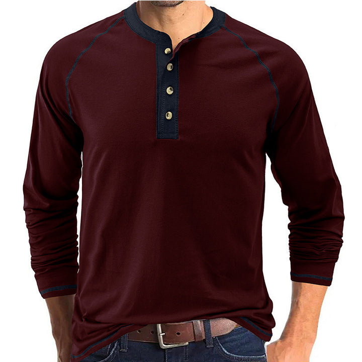 Herren Langarm Henley-Shirt mit kontrastierenden Details Echoarchiv