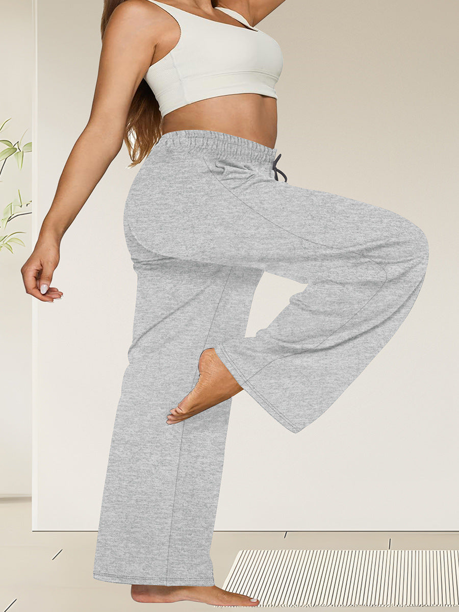 Damen Weite High-Waist Yogahose mit Leopardenmuster und Kordelzug echoarchiv-
